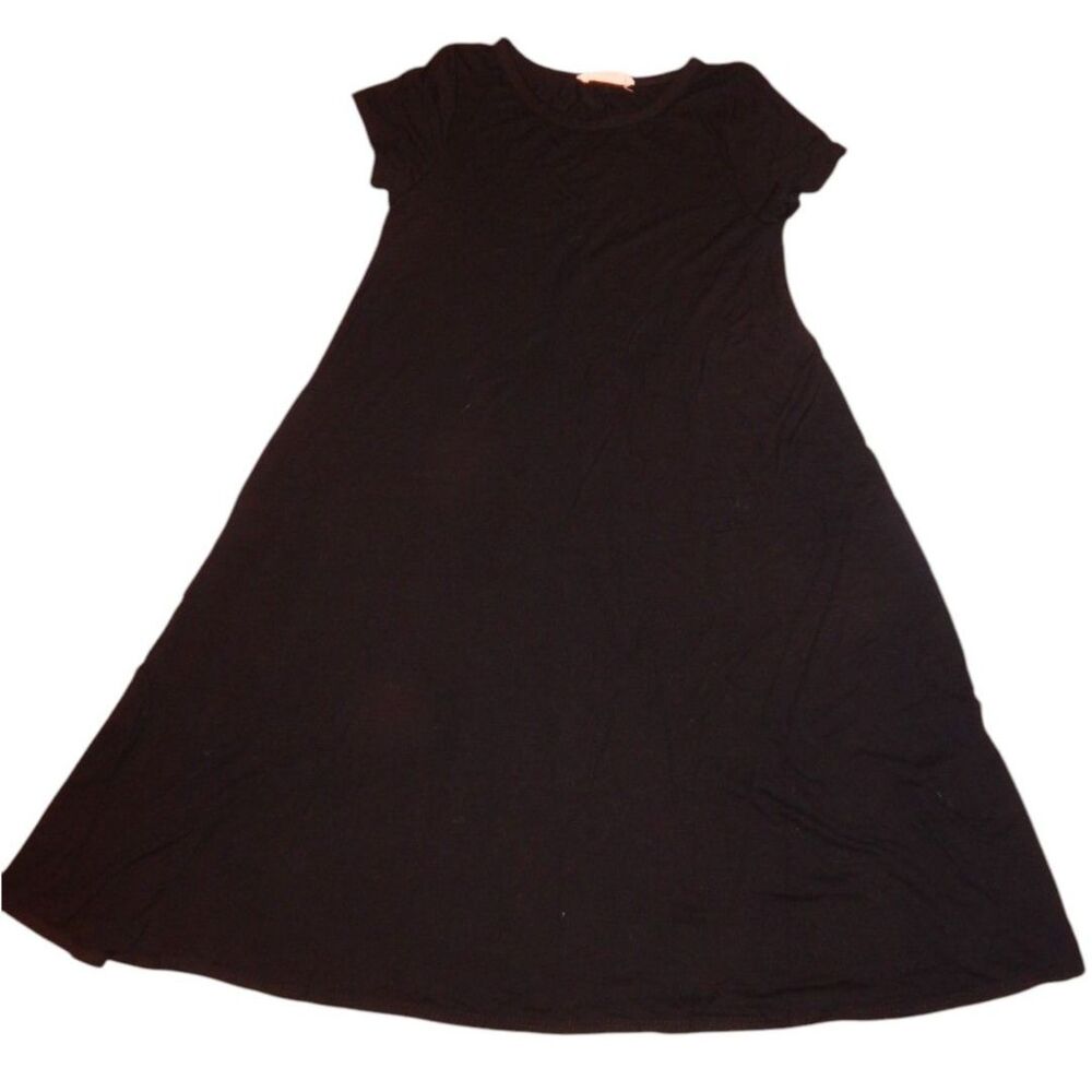 FOREVER ROSE women's junior's small solid black basic short sleeve t-shirt dress